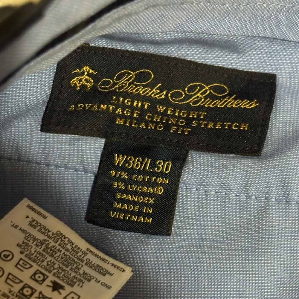 BROOKS BROTHERS Light Weight Advantage Chino Straight Milano Fi Pants Blue 36x30